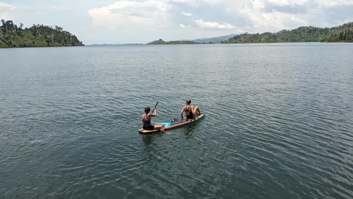 Stand-up paddle on the calm waters of Lake Kivu