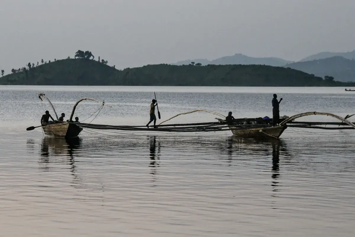 A traditional fisherman on Lake Kivu at dawn